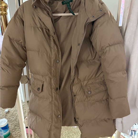 Ralph Lauren Tan Puffer Jacket with belt - Picture 5 of 6